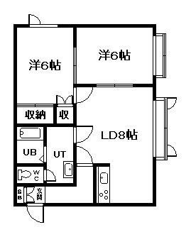 インペリアル末広弐番館(2LDK/2階)の間取り写真