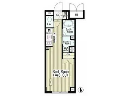 センテナリオ市谷二十騎町(1K/2階)の間取り写真