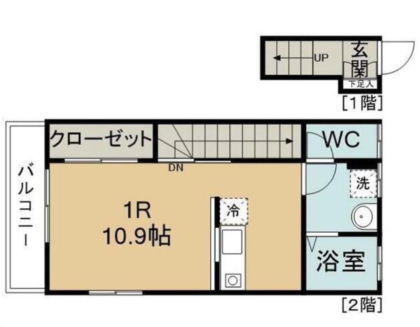 楽楽台原(ワンルーム/2階)の間取り写真