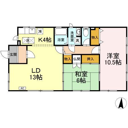相澤ハイツ(2LDK/1階)の間取り写真