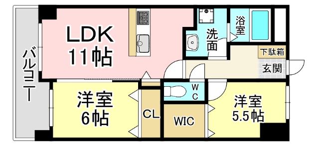 LE GRAND BLEU(2LDK/2階)の間取り写真