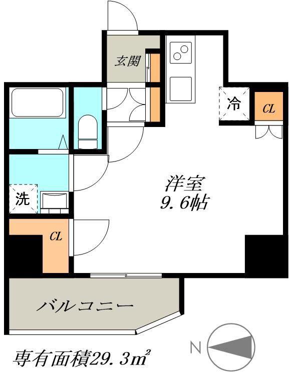 ミハス瑞穂通(1K/9階)の間取り写真