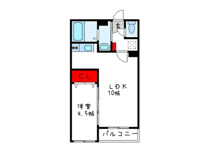 シティコート八尾イースト(1LDK/2階)の間取り写真