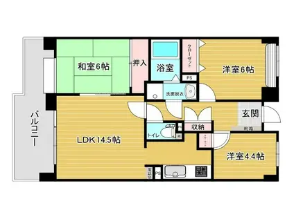 西新中央パークマンション(3LDK/4階)の間取り写真