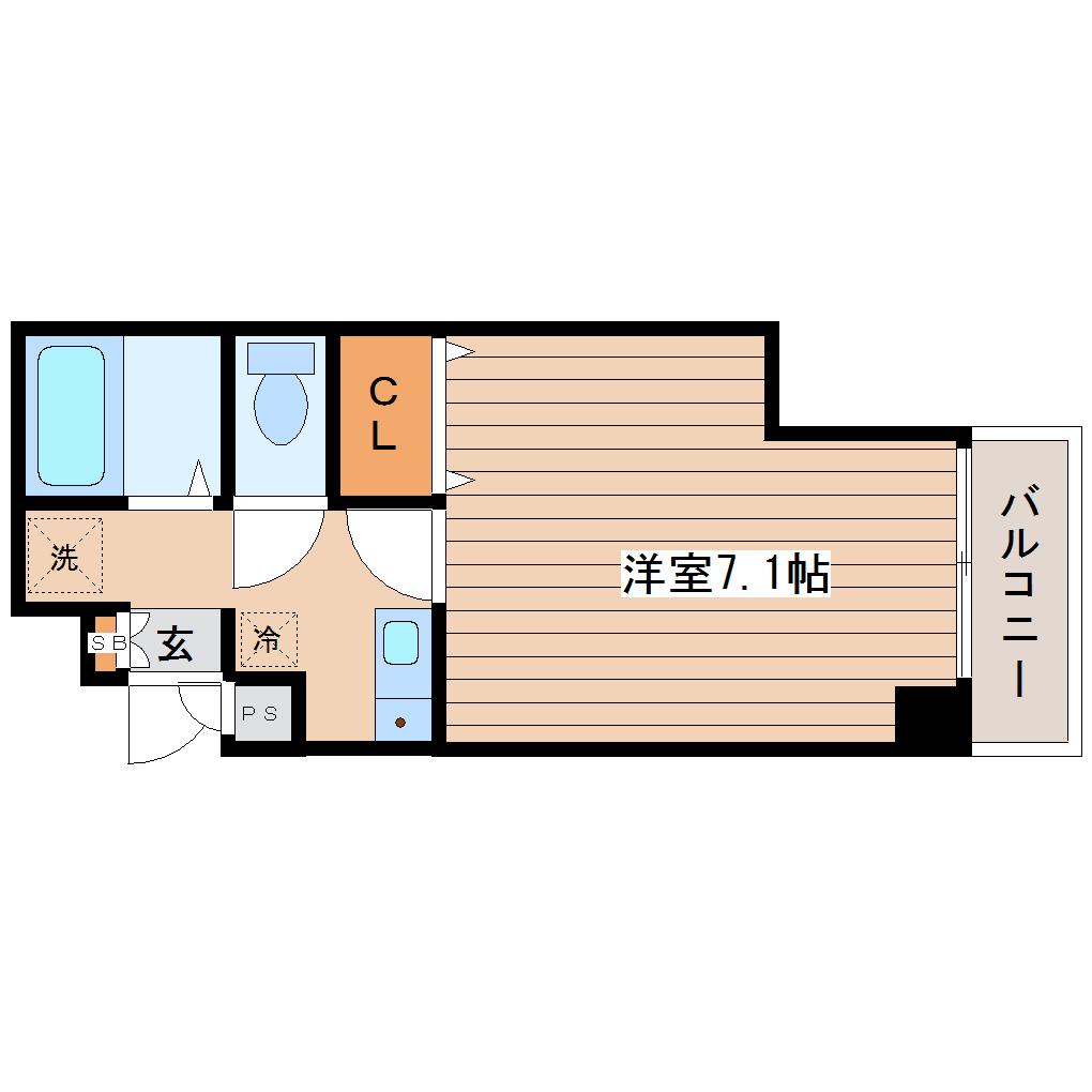 ベルシティ台原パーク(1K/2階)の間取り写真