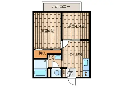 東郷ハイツ(2DK/2階)の間取り写真