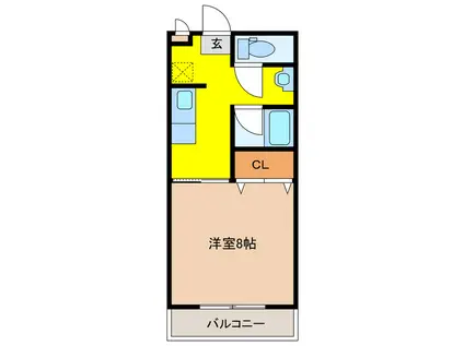 ニの宮ハイツ1(1K/2階)の間取り写真