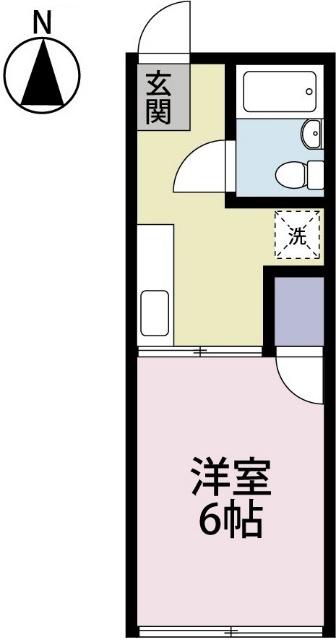 コーポかすがB(1K/1階)の間取り写真