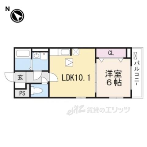 めぞん北山Ⅱ(1LDK/1階)の間取り写真