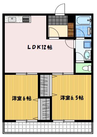 松八ビル(2LDK/3階)の間取り写真