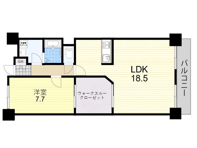 パティオ北加賀屋 北棟・南棟(1LDK/9階)の間取り写真
