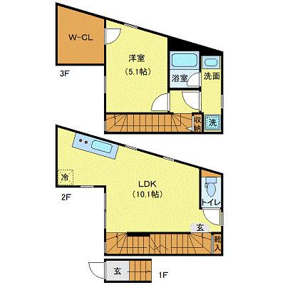 プライベートプレイス広尾(1LDK/2階)の間取り写真