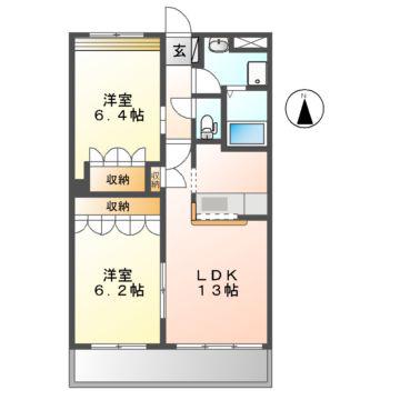 フォレブルー(2LDK/2階)の間取り写真