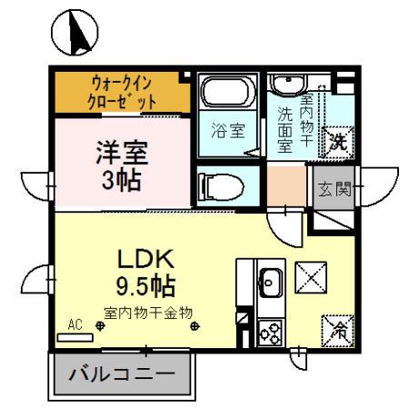 GRAN FELICIA(1LDK/1階)の間取り写真