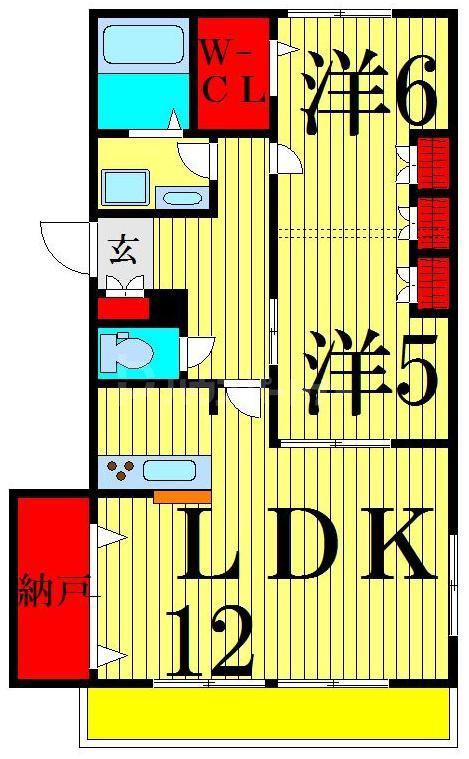 成田スカイアクセス 京成高砂駅 徒歩14分 2階建 築6年(2LDK/1階)の間取り写真