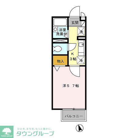 シャルマン(1K/2階)の間取り写真