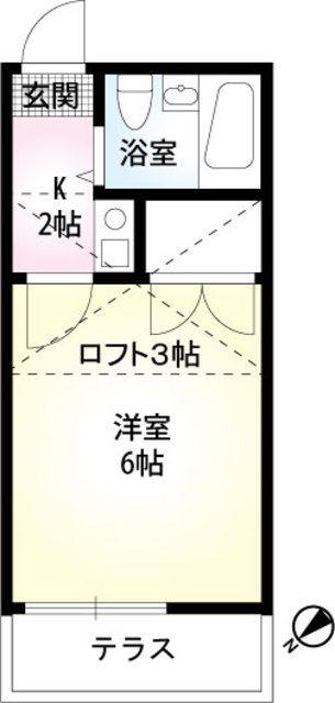 コスモスパーク二俣川(1K/1階)の間取り写真
