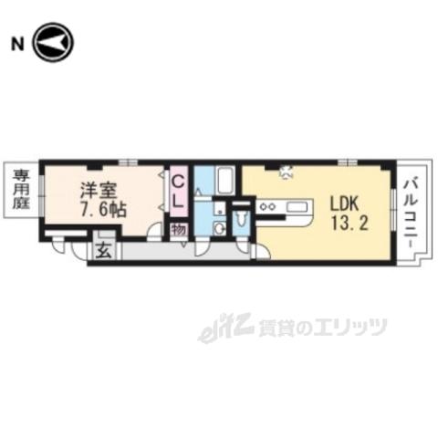 カーサスカイ4(1LDK/1階)の間取り写真