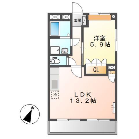 グランディールI(1LDK/2階)の間取り写真
