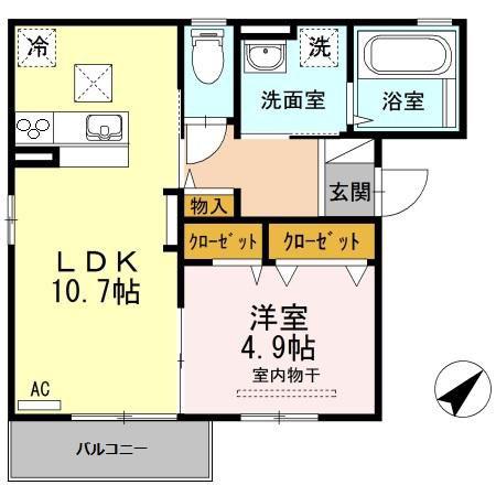 ブラン ポルテ(1LDK/1階)の間取り写真