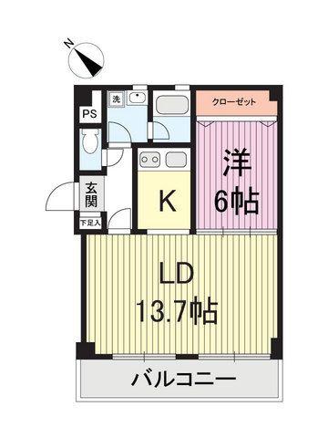 パルスクエア千葉(1LDK/2階)の間取り写真