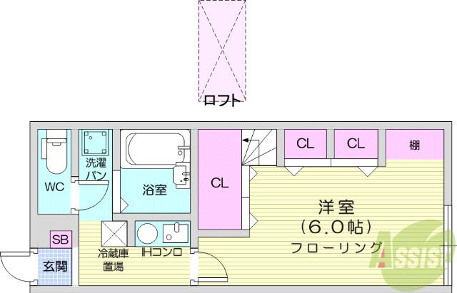 パークハイムⅤ(1K/2階)の間取り写真
