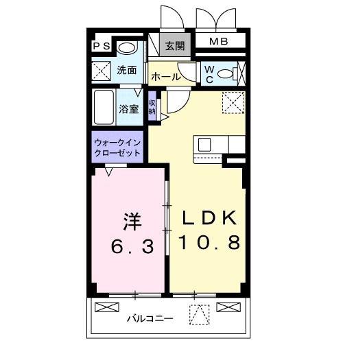 ドゥ・セードル利府(1LDK/2階)の間取り写真