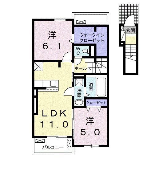 フィオーレIII(2LDK/2階)の間取り写真