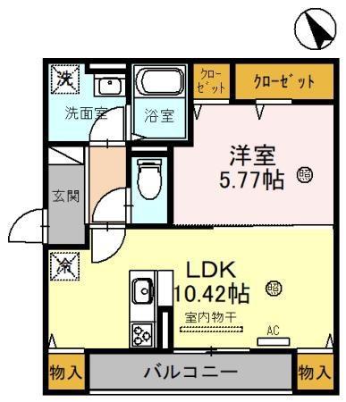 ヴェルクレール 守山市伊勢町(1LDK/3階)の間取り写真