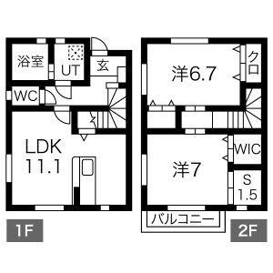 セレニターナC棟(2LDK/1階)の間取り写真