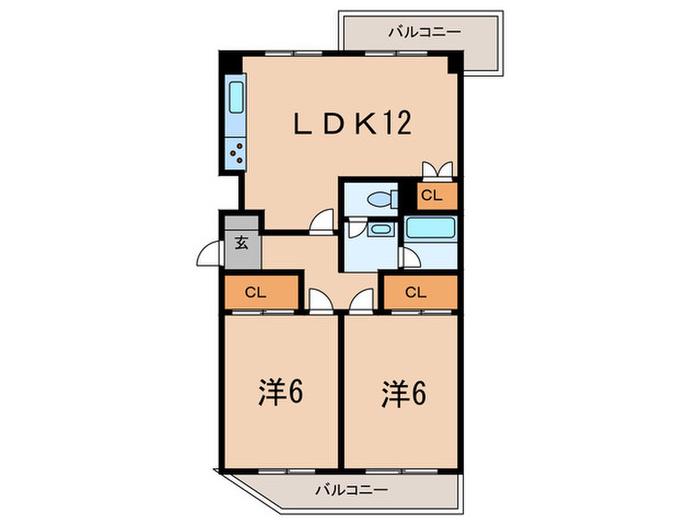 モンラヴィ青木(2LDK/5階)の間取り写真