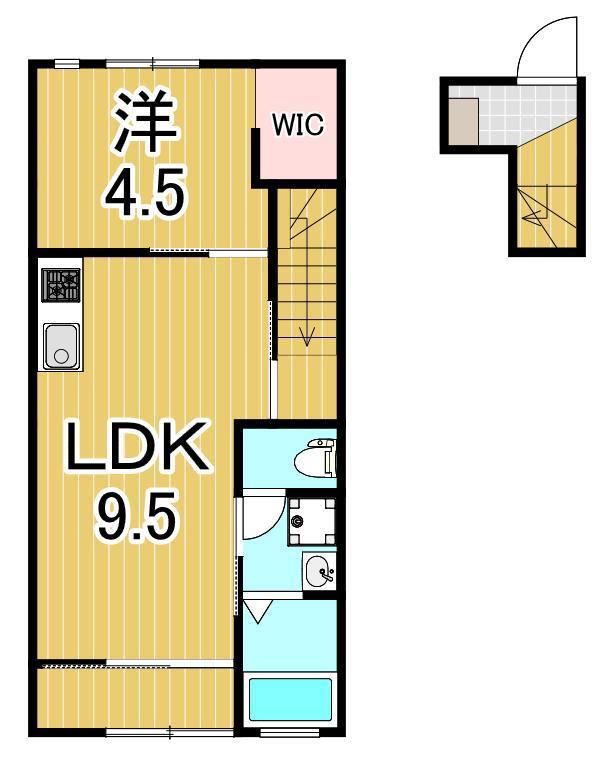 THE BASE 神明(1LDK/2階)の間取り写真