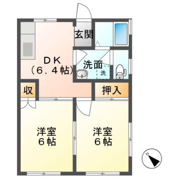 ハイツ栗崎(2DK/1階)の間取り写真