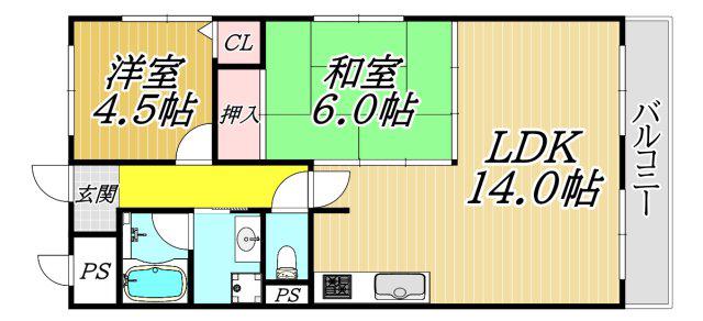 フォワイエセレスト(2LDK/2階)の間取り写真