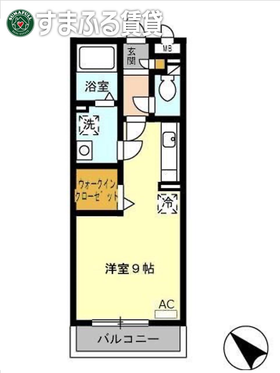 パークハイム B棟(ワンルーム/3階)の間取り写真