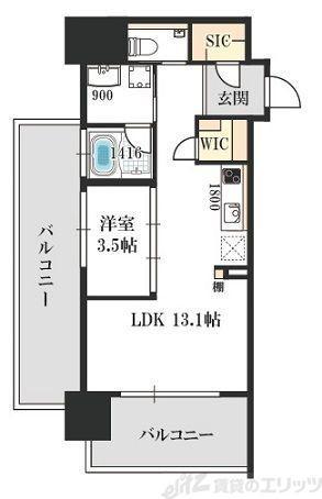 ベネチア天満橋(1LDK/6階)の間取り写真