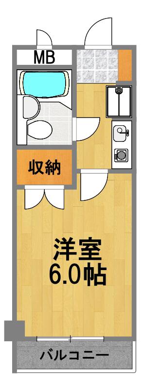 シャトレー昭島(1K/3階)の間取り写真