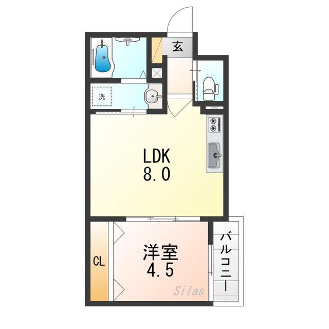 セレニティ勝山北(1LDK/3階)の間取り写真