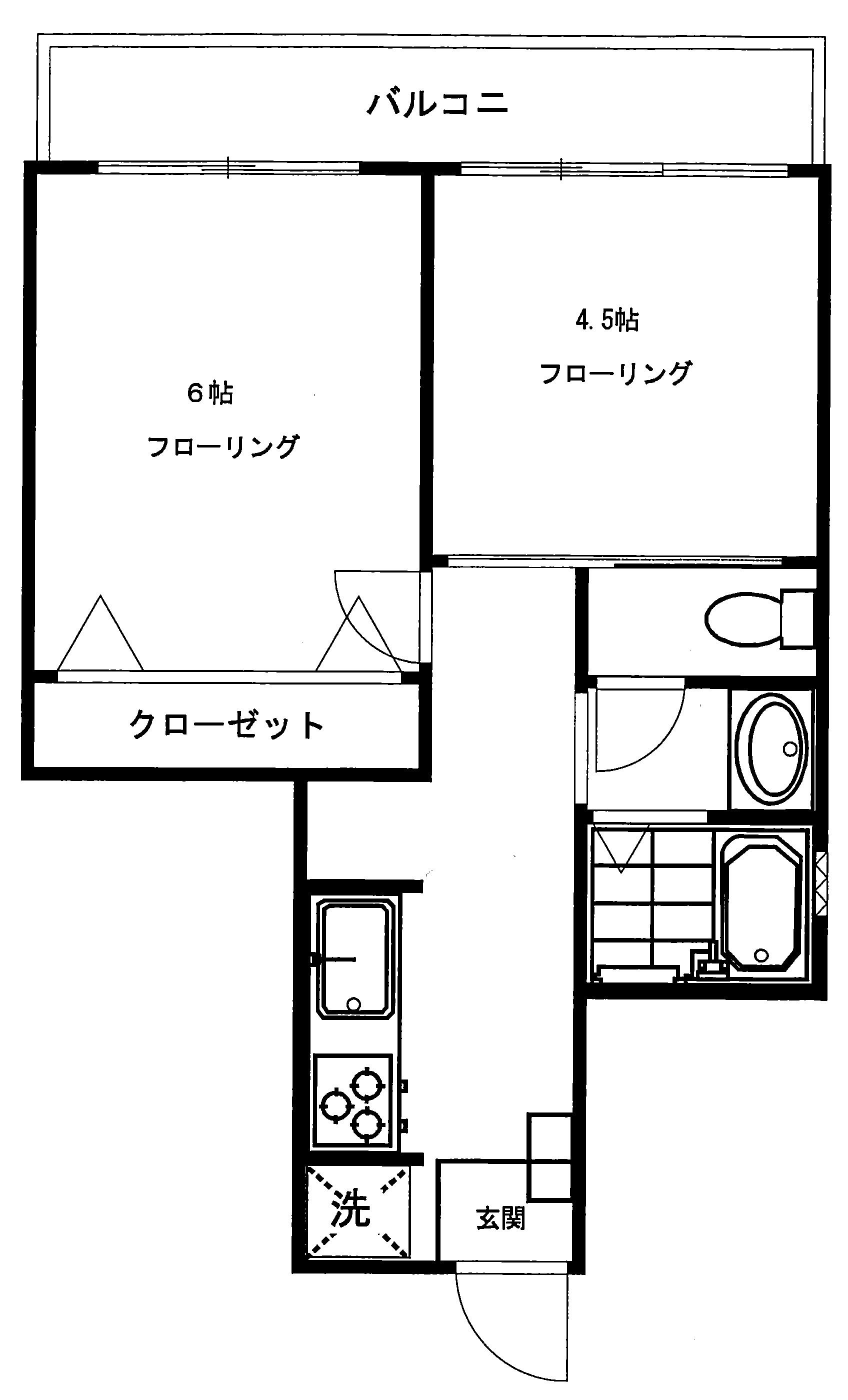 シャトー瑠璃(2K/4階)の間取り写真