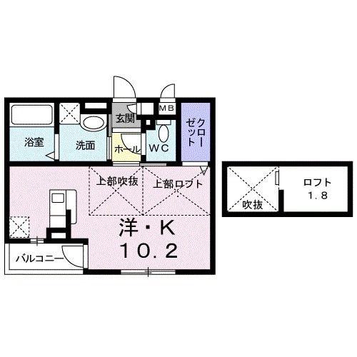 レジデンスN(1K/2階)の間取り写真