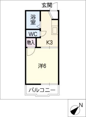 エステートB(1K/1階)の間取り写真