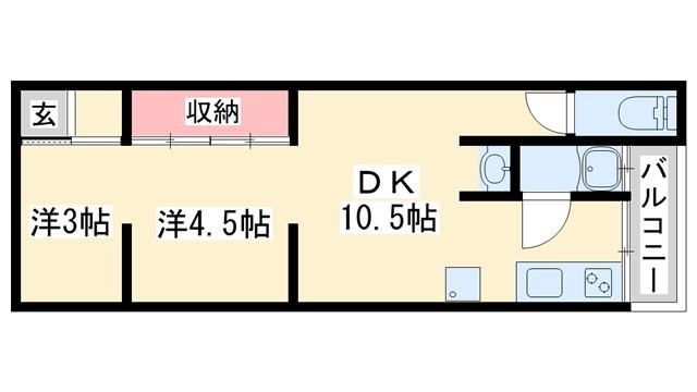 満月荘(2DK/2階)の間取り写真