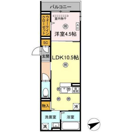 CAMPANELLA船越(1LDK/2階)の間取り写真