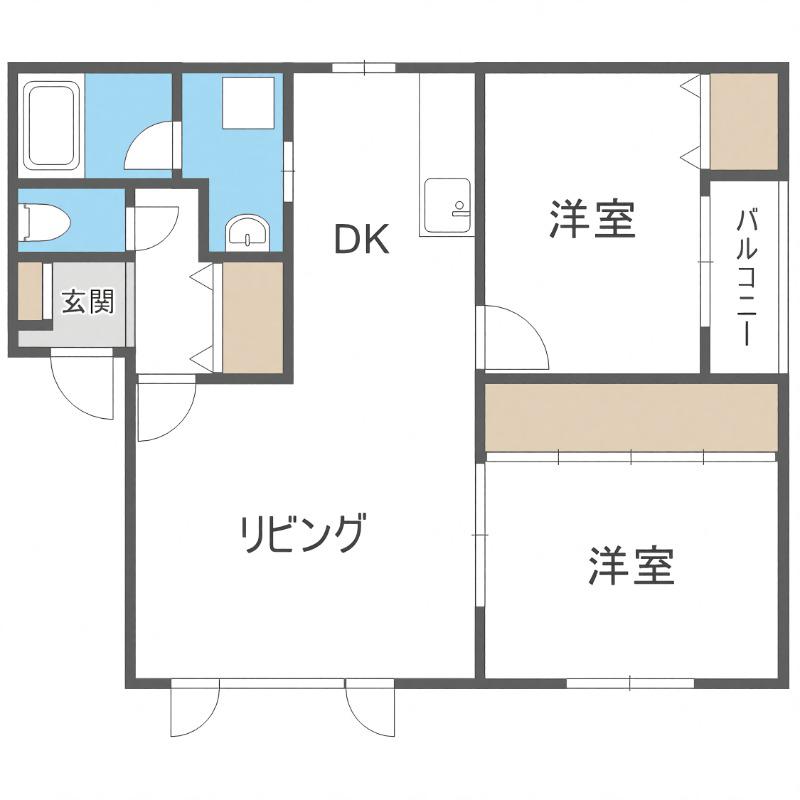 スカイハイツ北郷(2LDK/2階)の間取り写真