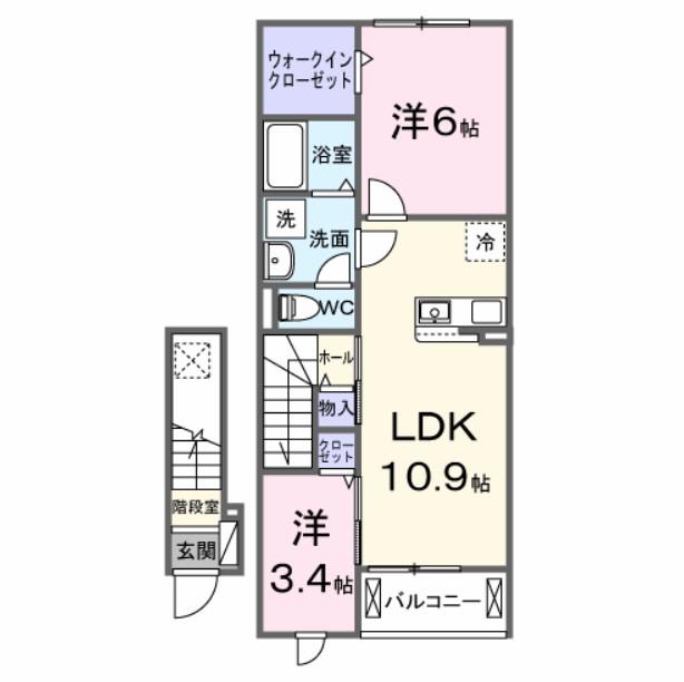 ファビオネスト駒沢(2LDK/2階)の間取り写真