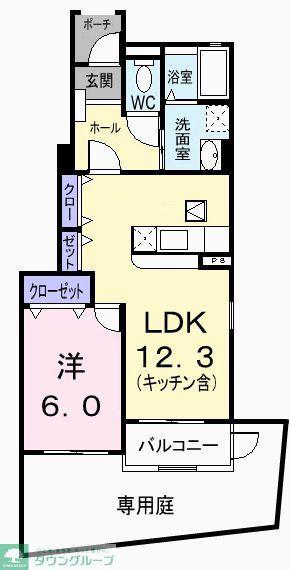 ファミール K(1LDK/1階)の間取り写真