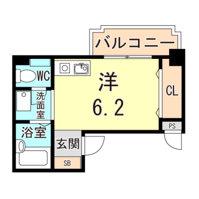 ベルロード六甲(ワンルーム/2階)の間取り写真