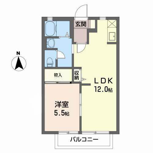 ディアス万野(1LDK/2階)の間取り写真