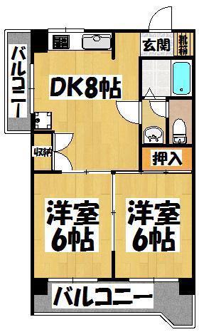 ファイン紫原(2DK/1階)の間取り写真