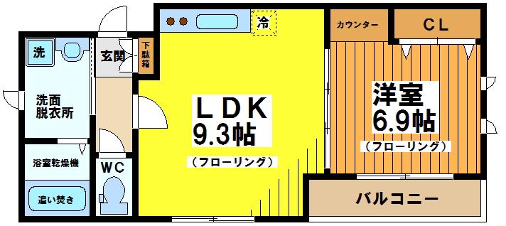 クオリア桜上水(1LDK/4階)の間取り写真